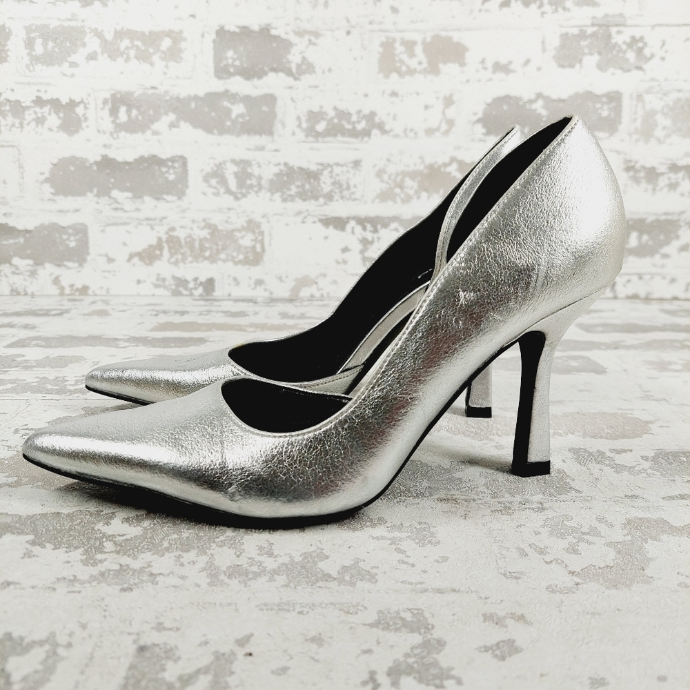 NEW Abound Iris D'orsay Silver Faux Leather Pointy Toe Pumps P208 - Picture 1 of 15